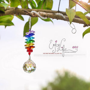 H&D Chakra Crystal Sun Catcher Chandelier Crystal Ball Prisms Pendant Rainbow Collection Window Hanging Cascade Suncatcher Decor:Doncaster Nursery